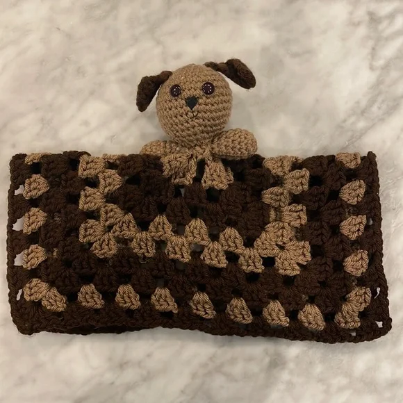 Stuffed puppy crochet lovey blanket - Picture 1 of 2